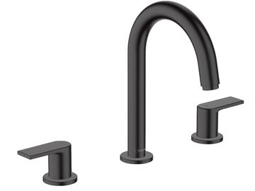 HANSGROHE VERNIS SHAPE umyvadlová stojánková baterie 3-otvorová, s odtokovou soupravou, EcoSmart, matná černá