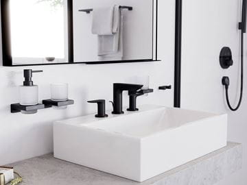 HANSGROHE TALIS E umyvadlová stojánková baterie 3-otvorová, s odtokovou soupravou, EcoSmart, matná černá 71733670 Obrázek - fotka