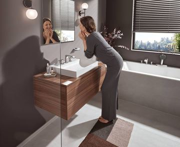 HANSGROHE VIVENIS umyvadlová stojánková baterie 3-otvorová, s odtokovou soupravou, EcoSmart, chrom 75033000 Obrázek - fotka