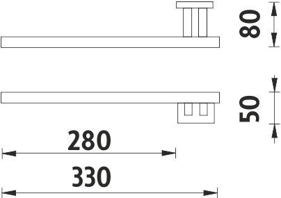 NIMCO KEIRA držák ručníku 330 mm, chrom KE 22060L-26 Technický nákres