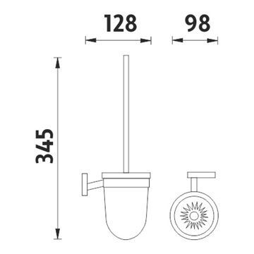 NIMCO KEIRA WC štětka, nástěnná, sklo, chrom KE 22094WN-26 Technický nákres