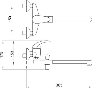 NOVASERVIS TITANIA IRIS nástěnná paneláková baterie, s přepínačem, chrom 92032/1,0 Technický nákres