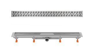 EASY sprchový žlab 850 mm, do prostoru, boční odtok D 40, rošt HARMONY, plast/nerez ocel lesk EPZ20-PP-850 Obrázek - fotka