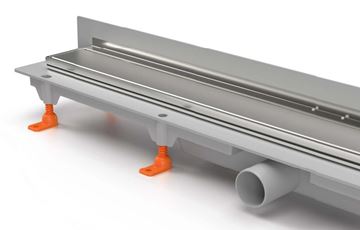 CHUDĚJ sprchový žlab 750 mm, ke stěně, boční odtok DN 40, rošt KLASIK/FLOOR, plast/matná nerez ocel CH 750 K 3 Obrázek - fotka