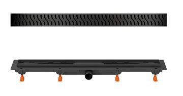 EASY sprchový žlab 850 mm, do prostoru, boční odtok D 40, rošt HARMONY, plast/nerez ocel, černá EPZ20-PPB-850 Obrázek - fotka