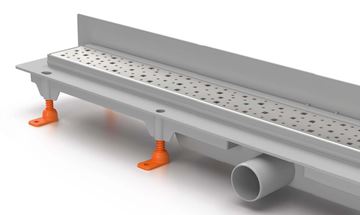 CHUDĚJ sprchový žlab 850 mm, ke stěně, boční odtok DN 40, rošt SQUARE, plast/lesklá nerez ocel CH 850 S 2 Obrázek - fotka