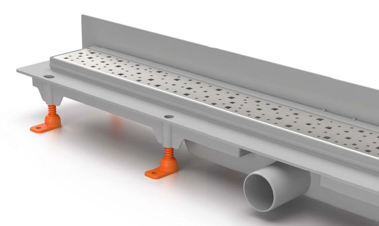 CHUDĚJ sprchový žlab 750 mm, ke stěně, boční odtok DN 40, rošt SQUARE, plast/matná nerez ocel CH 750 S 3 Obrázek - fotka