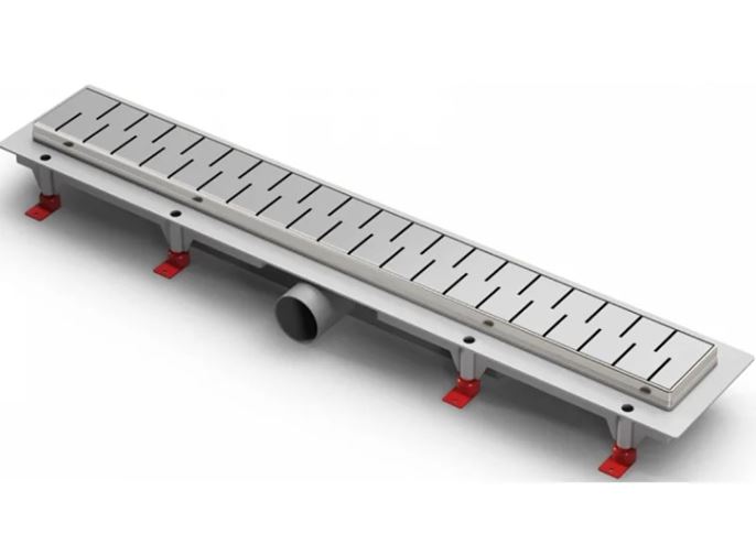 CHUDĚJ sprchový žlab 850 mm, ke stěně, boční odtok DN 40, rošt MEDIUM, plast/matná nerez ocel CH 850 M 3 Obrázek - fotka