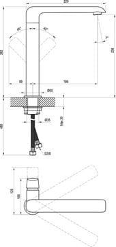 RAVAK FLAT umyvadlová/dřezová stojánková baterie, chrom X070125 Technický nákres