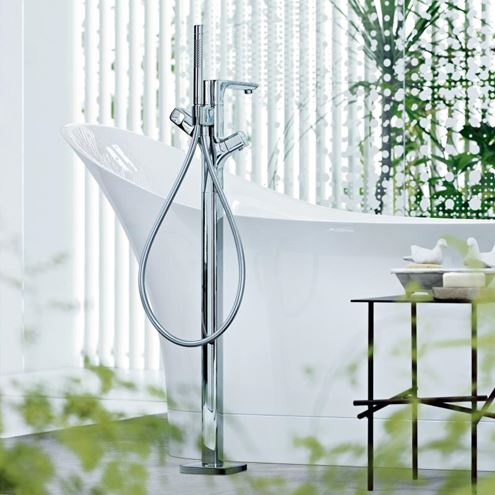 AXOR URQUIOLA vanová termostatická baterie na podlahu, se sprchovou soupravou, chrom 11422000 Obrázek - fotka