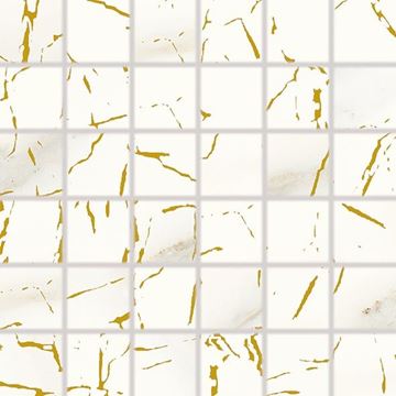 RAKO CAVA mozaika 30x30(5x5) cm, lepená na síti, mat, zlatá