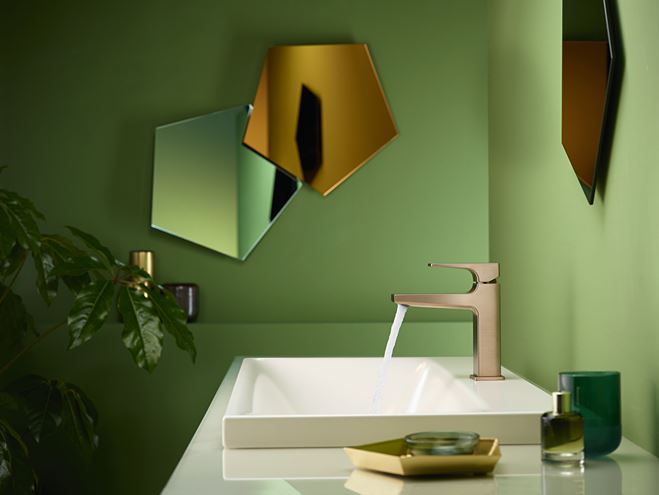HANSGROHE METROPOL umyvadlová stojánková baterie, s odtokovou soupravou, EcoSmart, kartáčovaný bronz 32507140 Obrázek - fotka