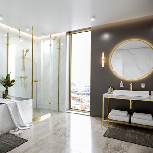 HANSGROHE TALIS E umyvadlová stojánková baterie, EcoSmart, zlatá 71717990 Obrázek - fotka