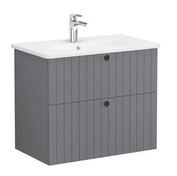VITRA ROOT GROOVE skříňka s umyvadlem 80,5x47x67 cm, 2 zásuvky, matná šedá