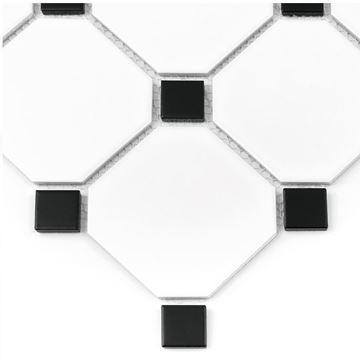 DUNIN ARABESCO mozaika 29,8x29,8(9,52x9,52)cm, mat, black white OCTAGON WHITE 95 mat Obrázek - fotka
