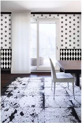 DUNIN HEXAGONIC mozaika 30x26(2,3x2,6)cm, lesk, white black flower MINI HEX. B&W FLOWER Obrázek - fotka