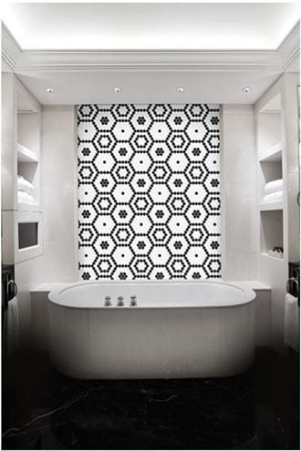 DUNIN HEXAGONIC mozaika 30x26(2,3x2,6)cm, lesk, white black mix MINI HEX. B&W MIX Obrázek - fotka
