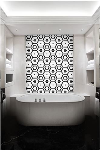 DUNIN HEXAGONIC mozaika 30x26(2,3x2,6)cm, lesk, white black lace MINI HEX. B&W LACE Obrázek - fotka