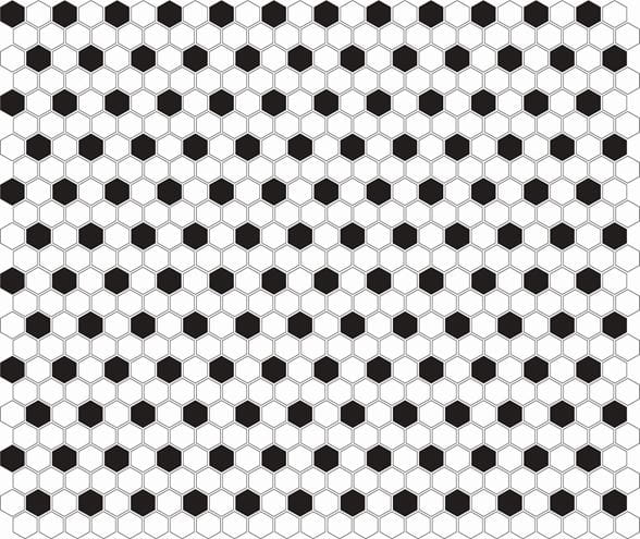 DUNIN HEXAGONIC mozaika 30x26(2,3x2,6)cm, lesk, white black mix MINI HEX. B&W MIX Obrázek - Hlavní obrázek