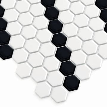 DUNIN HEXAGONIC mozaika 30x26(2,3x2,6)cm, lesk, white black lean MINI HEX. B&W LEAN Obrázek - fotka