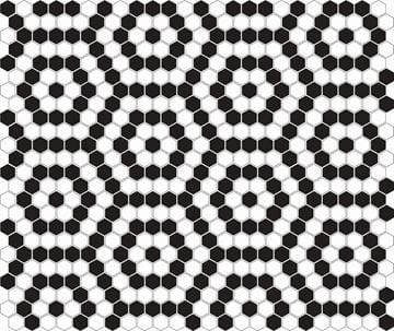 DUNIN HEXAGONIC mozaika 30x26(2,3x2,6)cm, lesk, white black nano MINI HEX. B&W NANO Obrázek - fotka