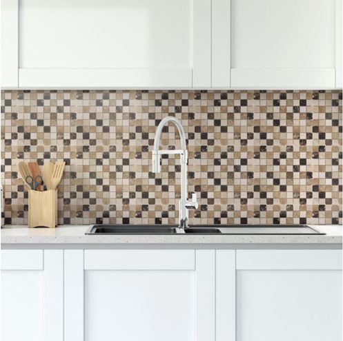 DUNIN TRAVERTINE + EMPERADOR mozaika 30,5x30,5(2,5x2,5)cm, lesk, beige TRAVERTINE  CREAM 25 Obrázek - fotka