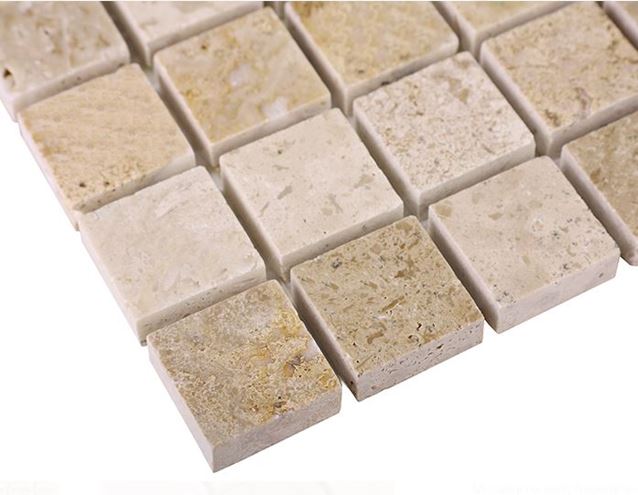 DUNIN TRAVERTINE + EMPERADOR mozaika 30,5x30,5(2,5x2,5)cm, lesk, beige TRAVERTINE  CREAM 25 Obrázek - fotka