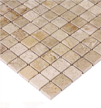 DUNIN TRAVERTINE + EMPERADOR mozaika 30,5x30,5(2,5x2,5)cm, lesk, beige TRAVERTINE  CREAM 25 Obrázek - fotka
