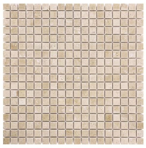 DUNIN TRAVERTINE + EMPERADOR mozaika 30,5x30,5(1,5x1,5)cm, lesk, beige TRAVER. WHITE 15   Obrázek - Hlavní obrázek
