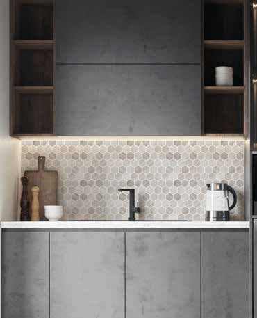 DUNIN WOODSTONE mozaika 29,8x30,2(4,8x5,5)cm, lesk, grey WS GREY HEXAGON 48 Obrázek - fotka