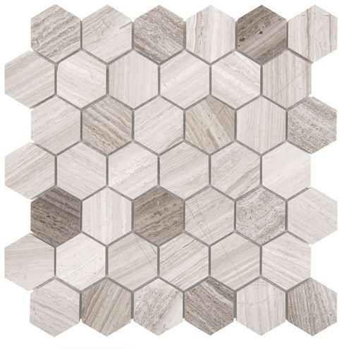 DUNIN WOODSTONE mozaika 29,8x30,2(4,8x5,5)cm, lesk, grey WS GREY HEXAGON 48 Obrázek - Hlavní obrázek