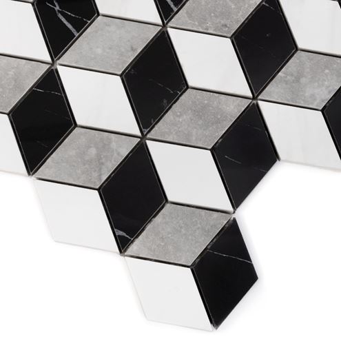 DUNIN LORDY mozaika 25,8x29,8cm, lesk, white/black ROSELL CARRARA GP Obrázek - Hlavní obrázek