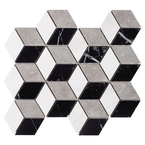 DUNIN LORDY mozaika 25,8x29,8cm, lesk, white/black ROSELL CARRARA GP Obrázek - fotka