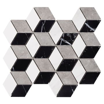 DUNIN LORDY mozaika 25,8x29,8cm, lesk, white/black ROSELL CARRARA GP Obrázek - fotka