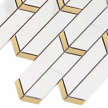 DUNIN LORDY mozaika 26,3x30cm, lesk, white/gold HILLSON CARRARA GP Obrázek - fotka