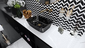DUNIN BLACK & WHITE mozaika 30,5x30,5(5,1x1,3, 5,1x3,2)cm, lesk, white/black P. BLACK CHEVRON MIX Obrázek - fotka