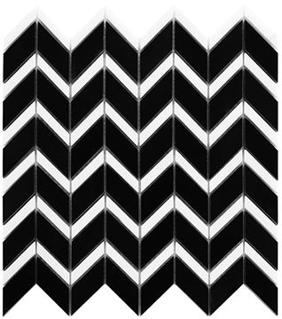 DUNIN BLACK & WHITE mozaika 30,5x30,5(5,1x1,3, 5,1x3,2)cm, lesk, white/black