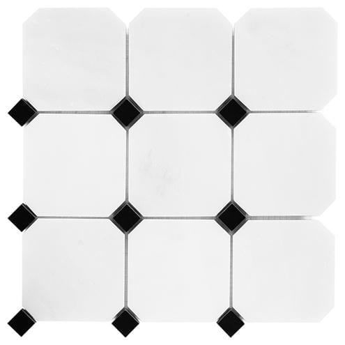 DUNIN BLACK & WHITE mozaika 30,5x30,5(10x10, 2x2)cm, lesk, white/black PURE B&W OCTAGON 100 Obrázek - Hlavní obrázek