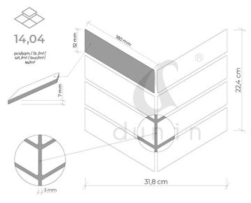 DUNIN ROYAL mozaika 31,8x22,4(18x5,2)cm, mat, white R. CHEV. WHITE mat Technický nákres
