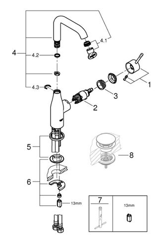 GROHE ESSENCE NEW umyvadlová stojánková baterie, Water Saving, phantom black 24177KF1 Obrázek - fotka