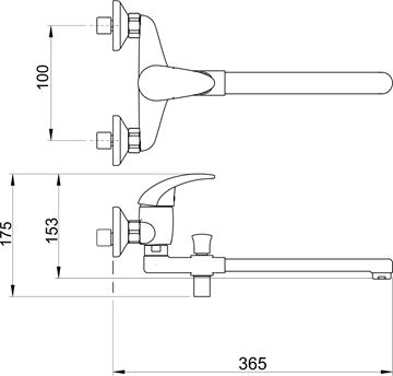 NOVASERVIS TITANIA IRIS nástěnná paneláková baterie, s přepínačem, chrom 92033/1,0 Technický nákres