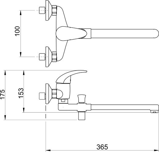 NOVASERVIS TITANIA IRIS nástěnná paneláková baterie, s přepínačem, chrom 92033/1,0 Technický nákres