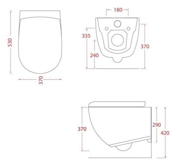 ARTCERAM FILE 2.0 závěsné WC, Rimless splachování, matná černá FLV004 17,30 Technický nákres