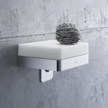 AXOR UNIVERSAL dávkovač tekutého mýdla 180 ml, s poličkou, nástěnný, sklo, chrom 42819000 Obrázek - fotka
