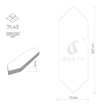DUNIN TRITONE obklad 7,5x22,7cm, lesk, sapphire TRITONE SAPPHIRE 02 Technický nákres