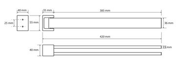 BEMETA GAMMA držák ručníků 420 mm, dvojramenný, otočný, chrom 145804102 Technický nákres