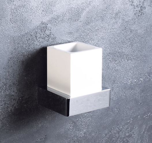 BEMETA GAMMA nástěnná nádobka, sklo, matná bílá/chrom 145511012 Obrázek - fotka