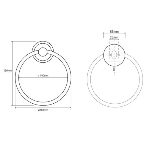 BEMETA RETRO držák ručníku 160 mm, bronz 144104067 Technický nákres