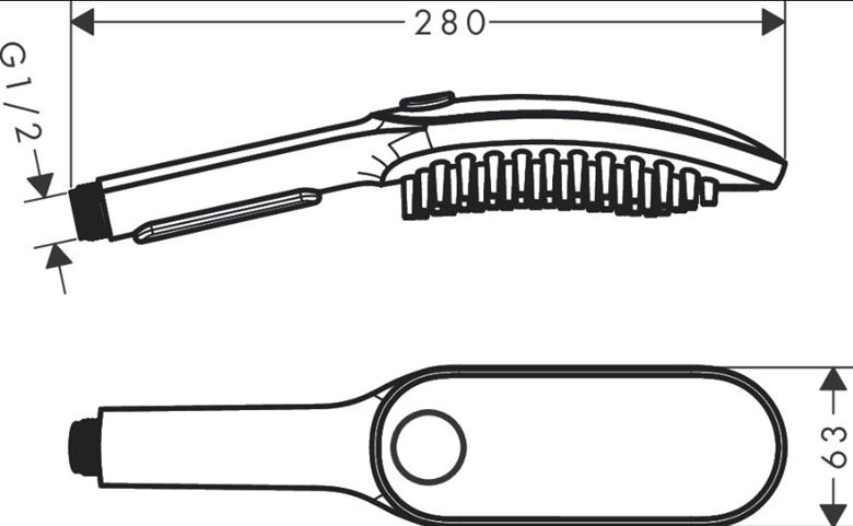 HANSGROHE DOGSHOWER 150 3JET ruční sprcha 150x63 mm, 3 proudy, matná bílá 26640700 Technický nákres