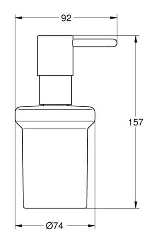 GROHE ESSENTIALS dávkovač tekutého mýdla 160 ml, bez držáku, sklo, kartáčovaný hard graphite 40394AL1 Technický nákres